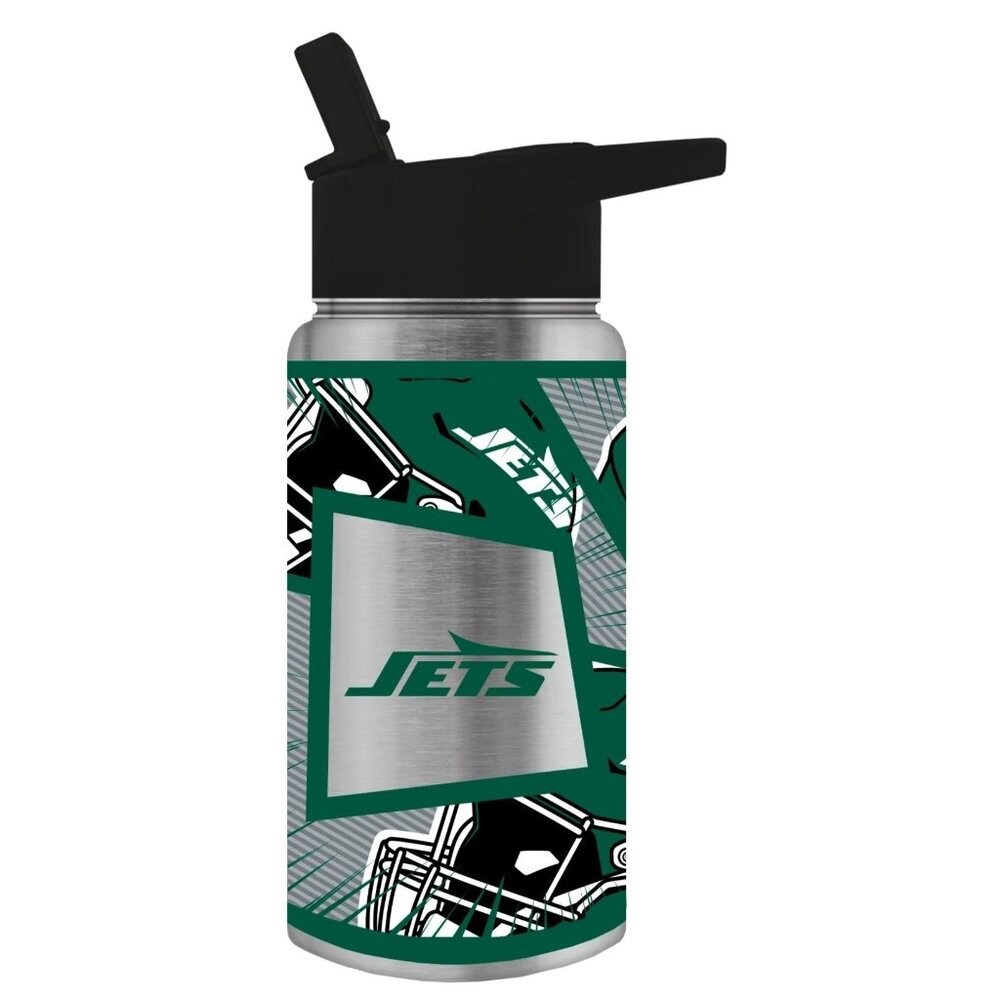 New York Jets Stainless Steel Insulated Tumbler W/ Lid & Straw 16 Oz Bottle